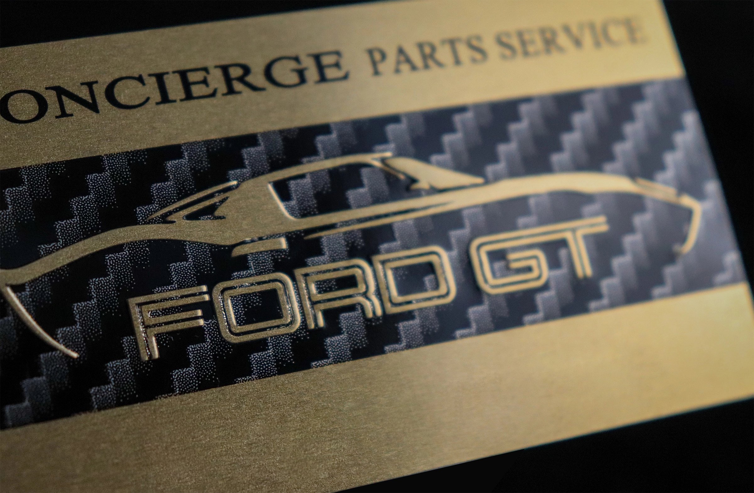 Carbon Fiber Pattern on a Metal Nameplate, McLoone Metal Graphics